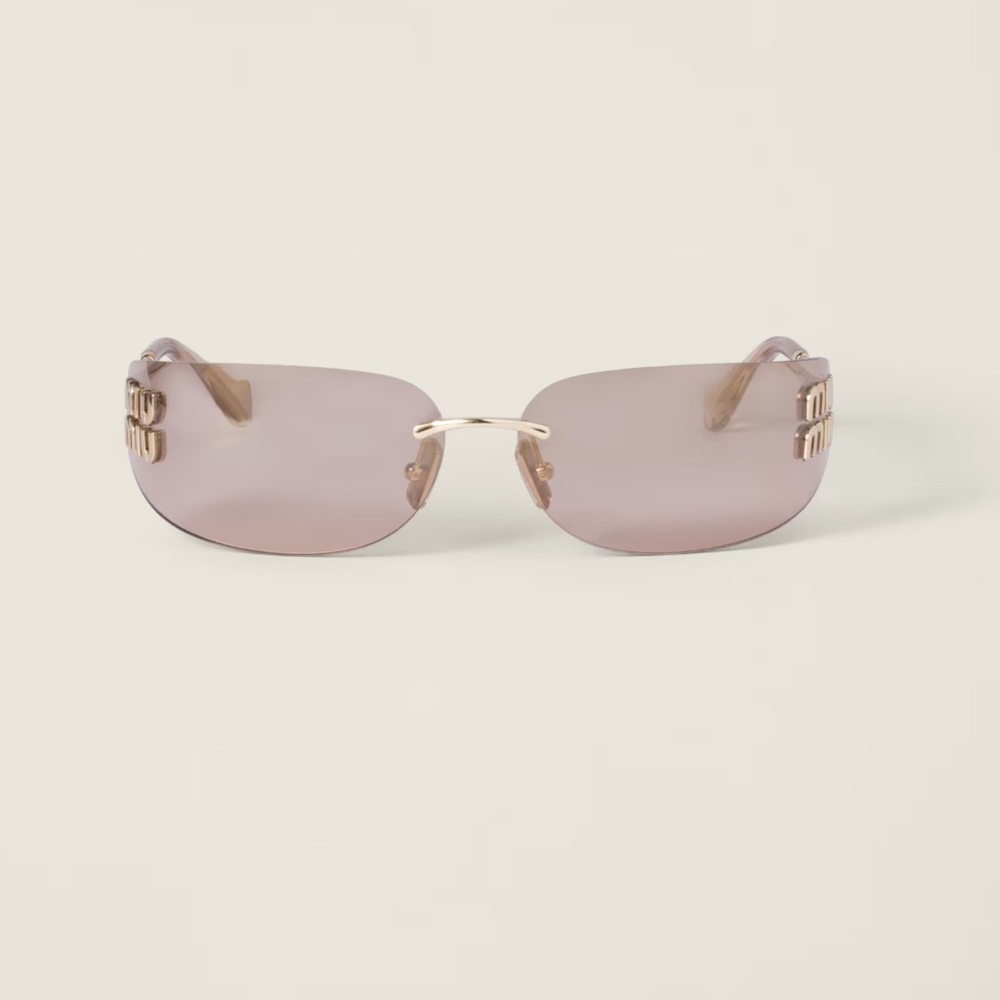 Miu Miu Gold Sunglasses with Pink Lenses